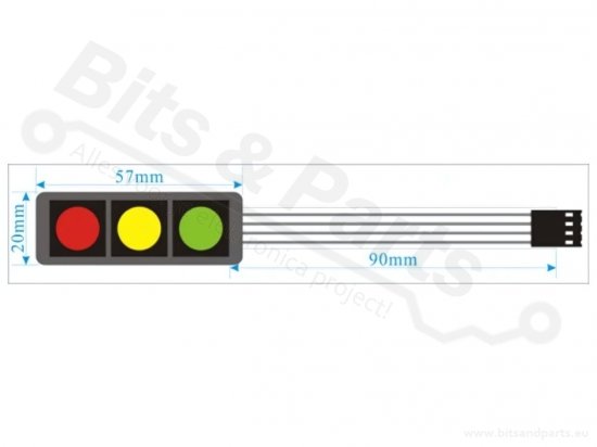 Membrane keypad 1x3 red/yellow/green for Arduino